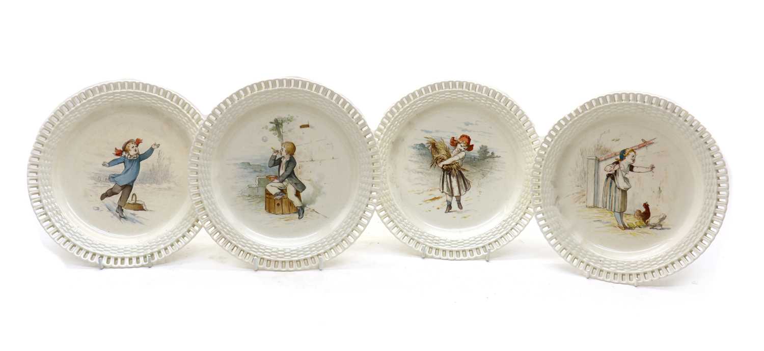 A cased set of twelve Minton creamware nursery plates, - Image 2 of 7