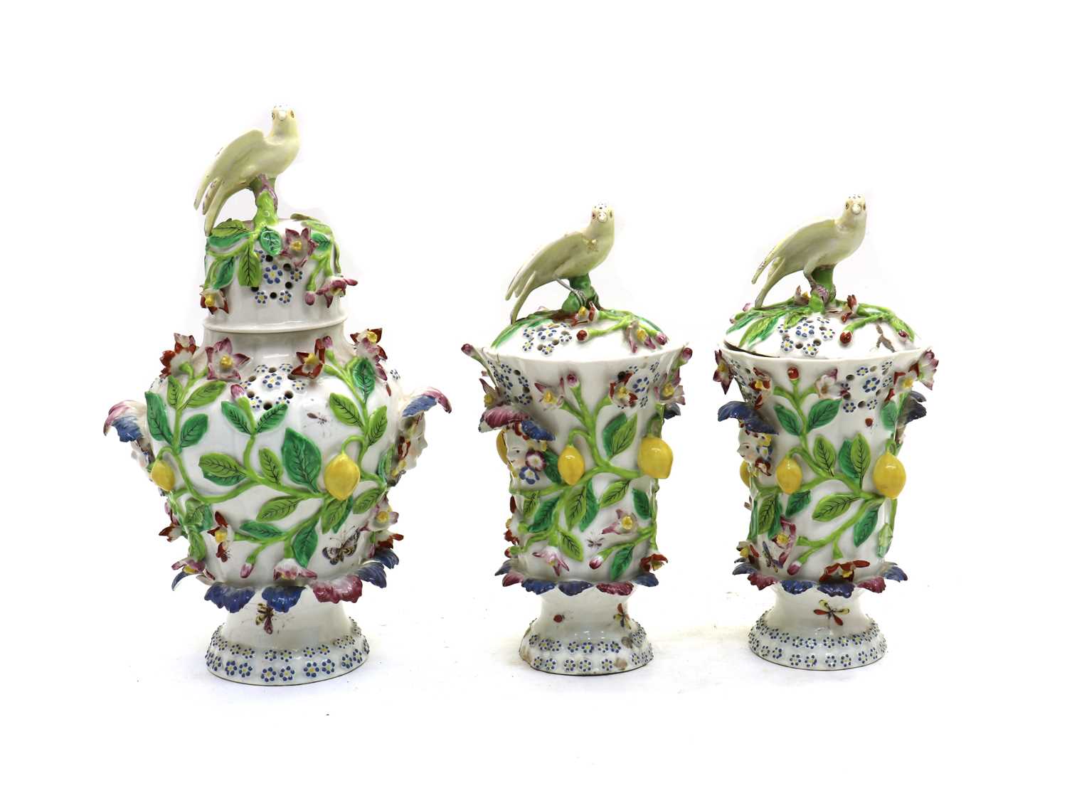 A Staffordshire porcelain potpourri vase and cover,