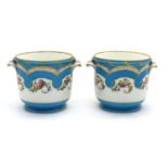 A pair of Sèvres bleu celeste porcelain coolers or seau a verre,