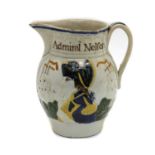 A Pratt ware jug, Admiral Nelson and Captain Berry