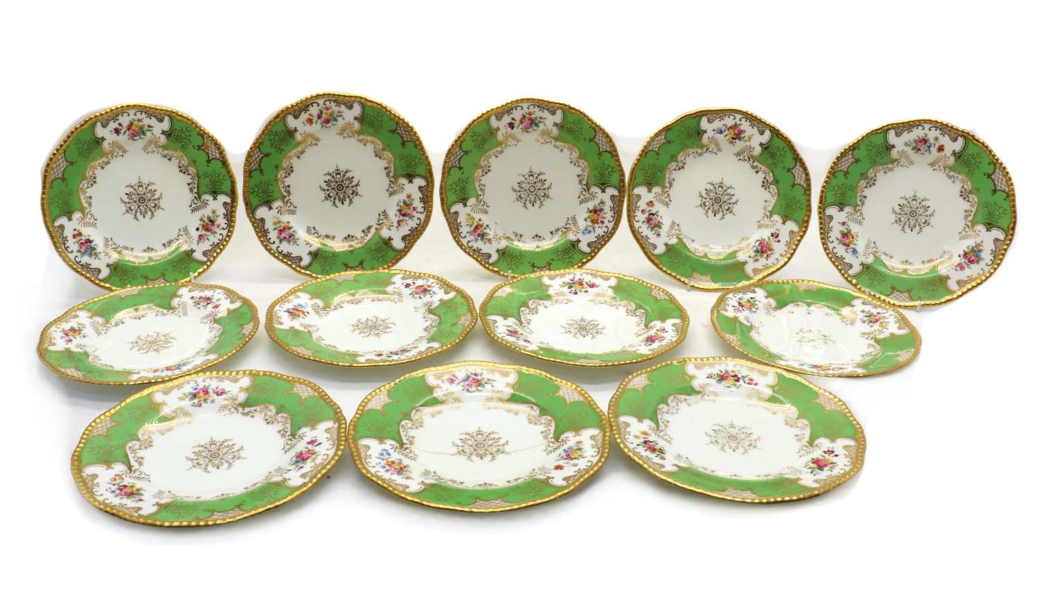 A set of twelve Coalport porcelain dessert plates,