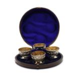 A cased set of four Victorian silver salts,