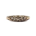 A gold five stone diamond ring,