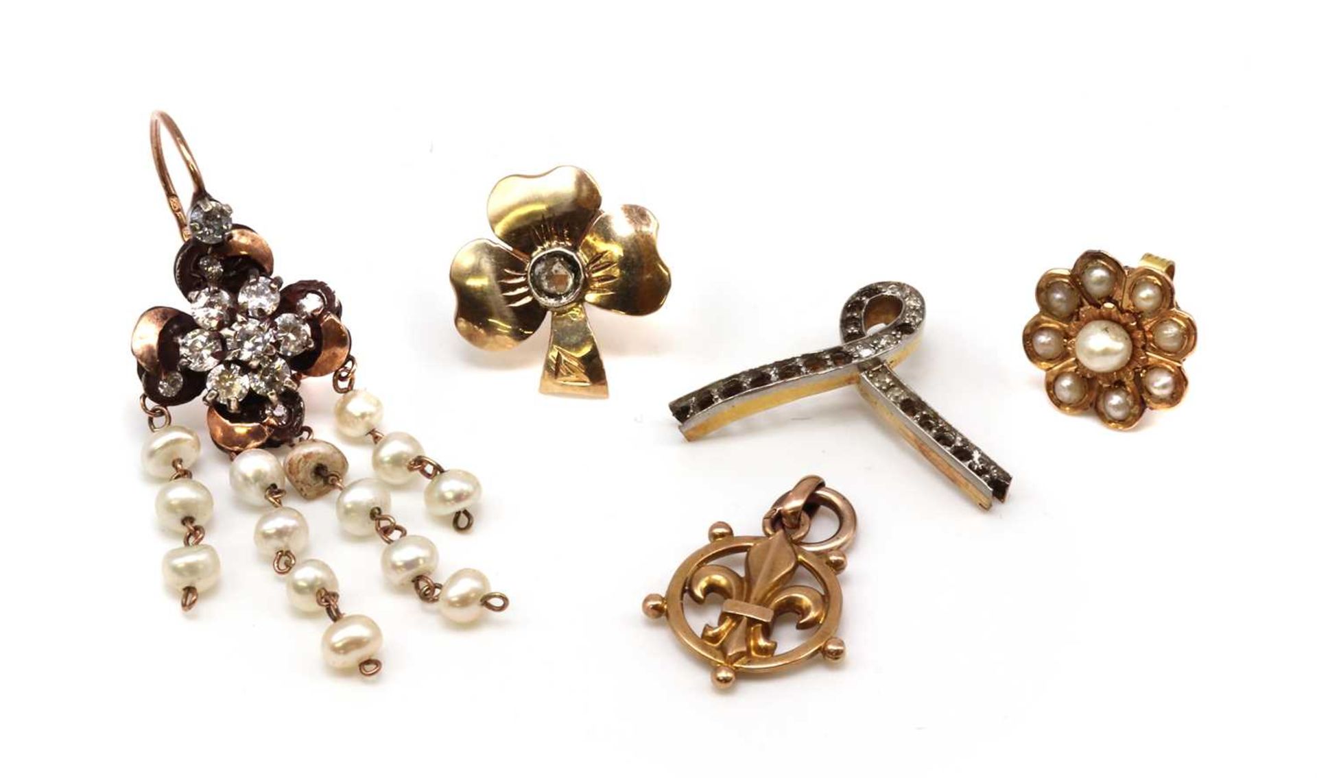 A collection of gold components,
