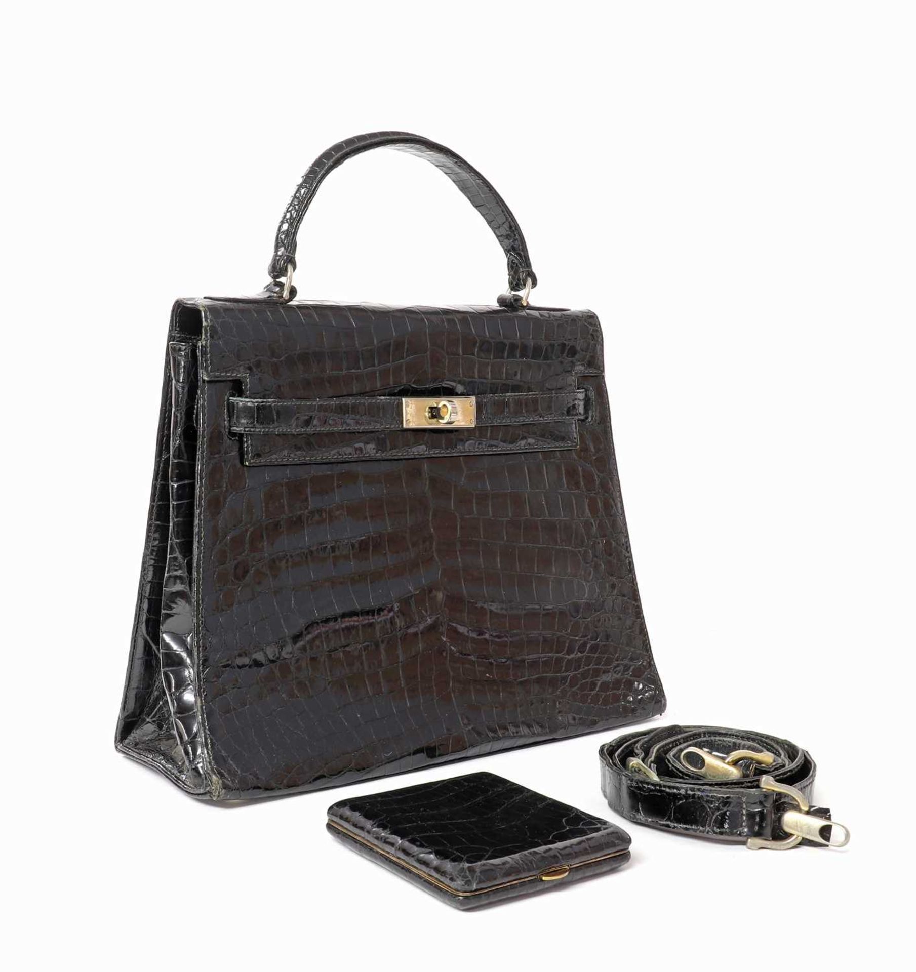 A vintage Asprey 'kelly' crocodile leather bag,