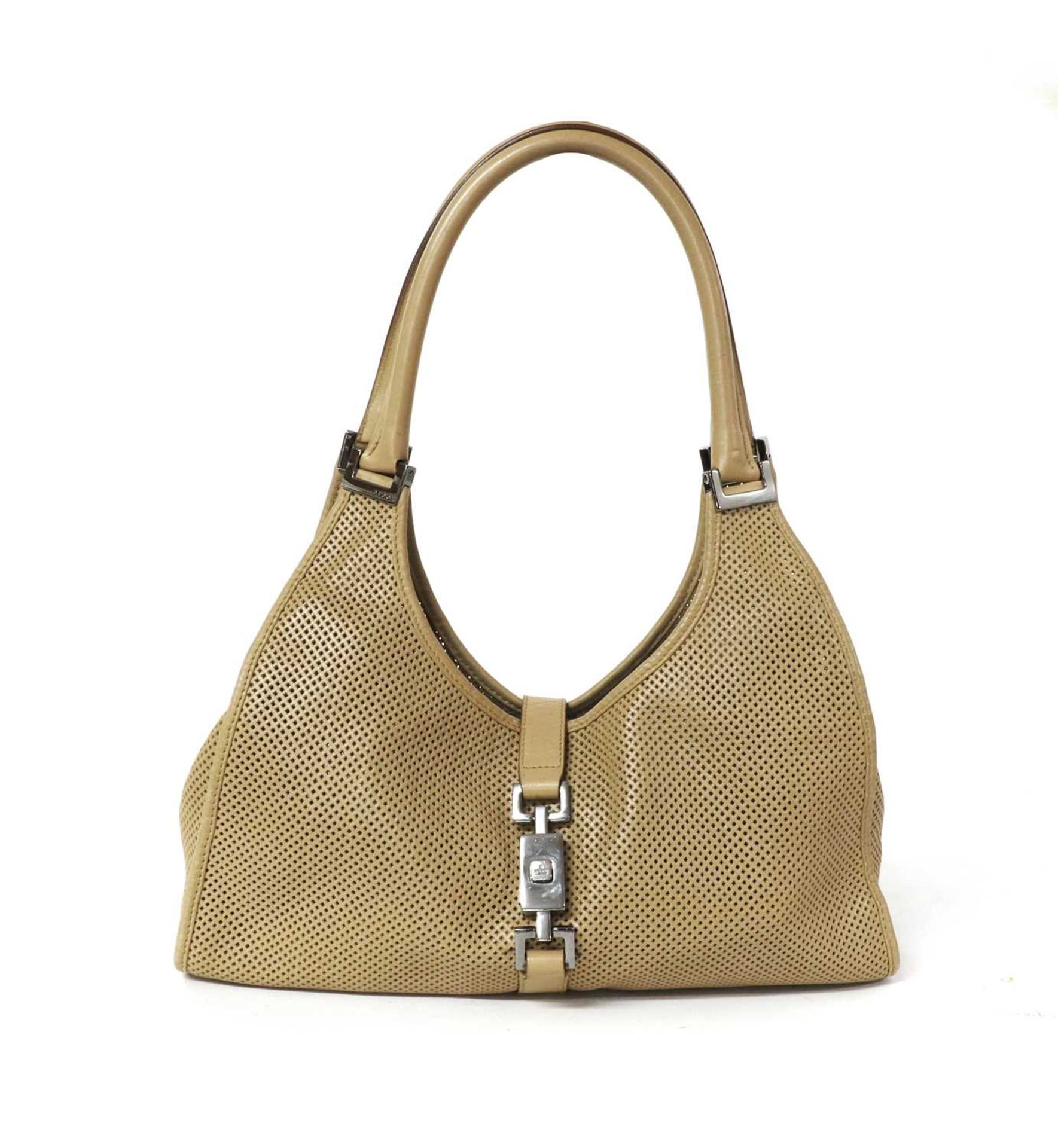 A vintage Gucci tan perforated leather Jackie bag,