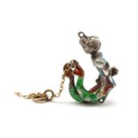 An Austro-Hungarian silver enamel mermaid pendant,