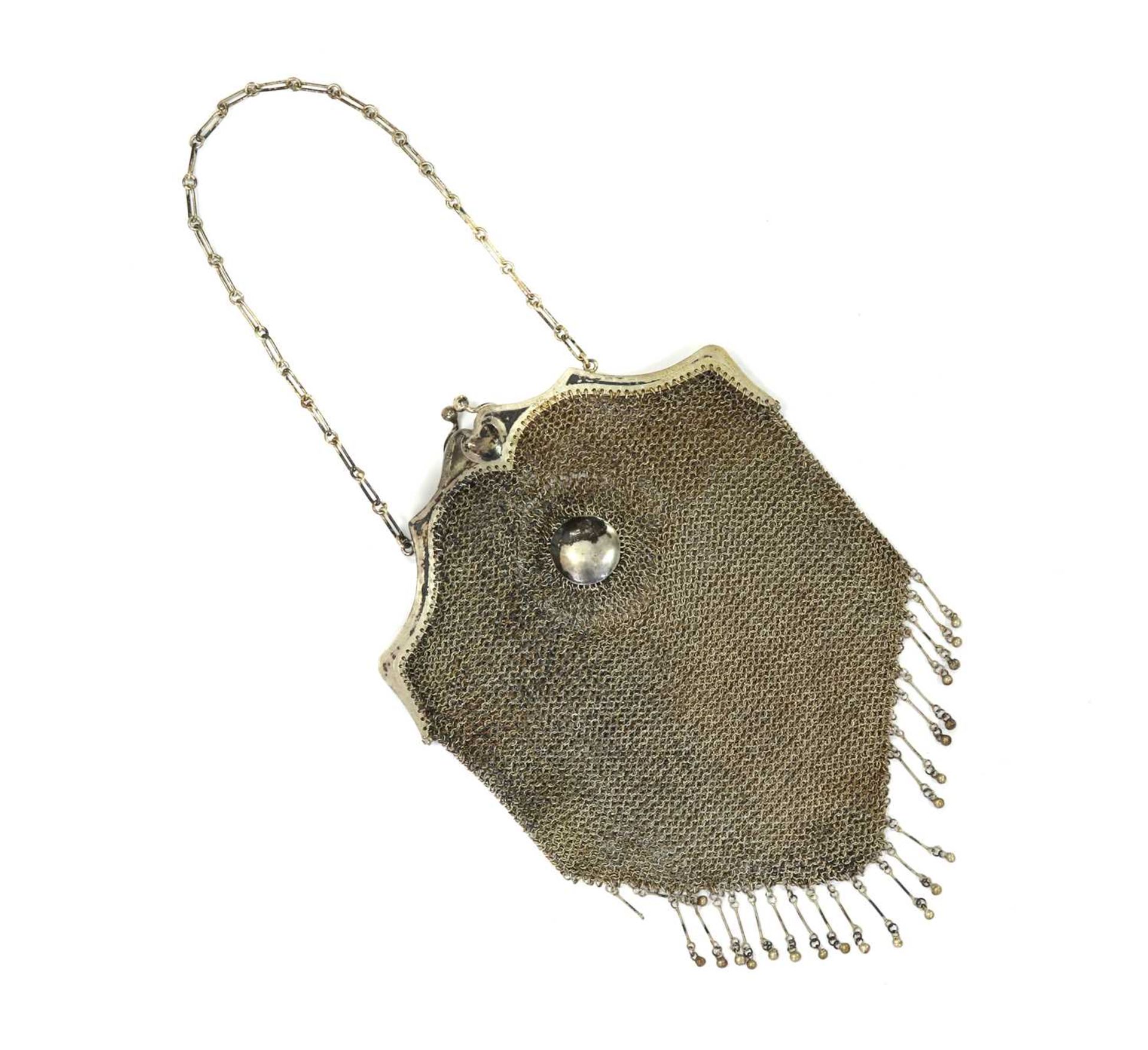 A lowgrade silver mesh purse,