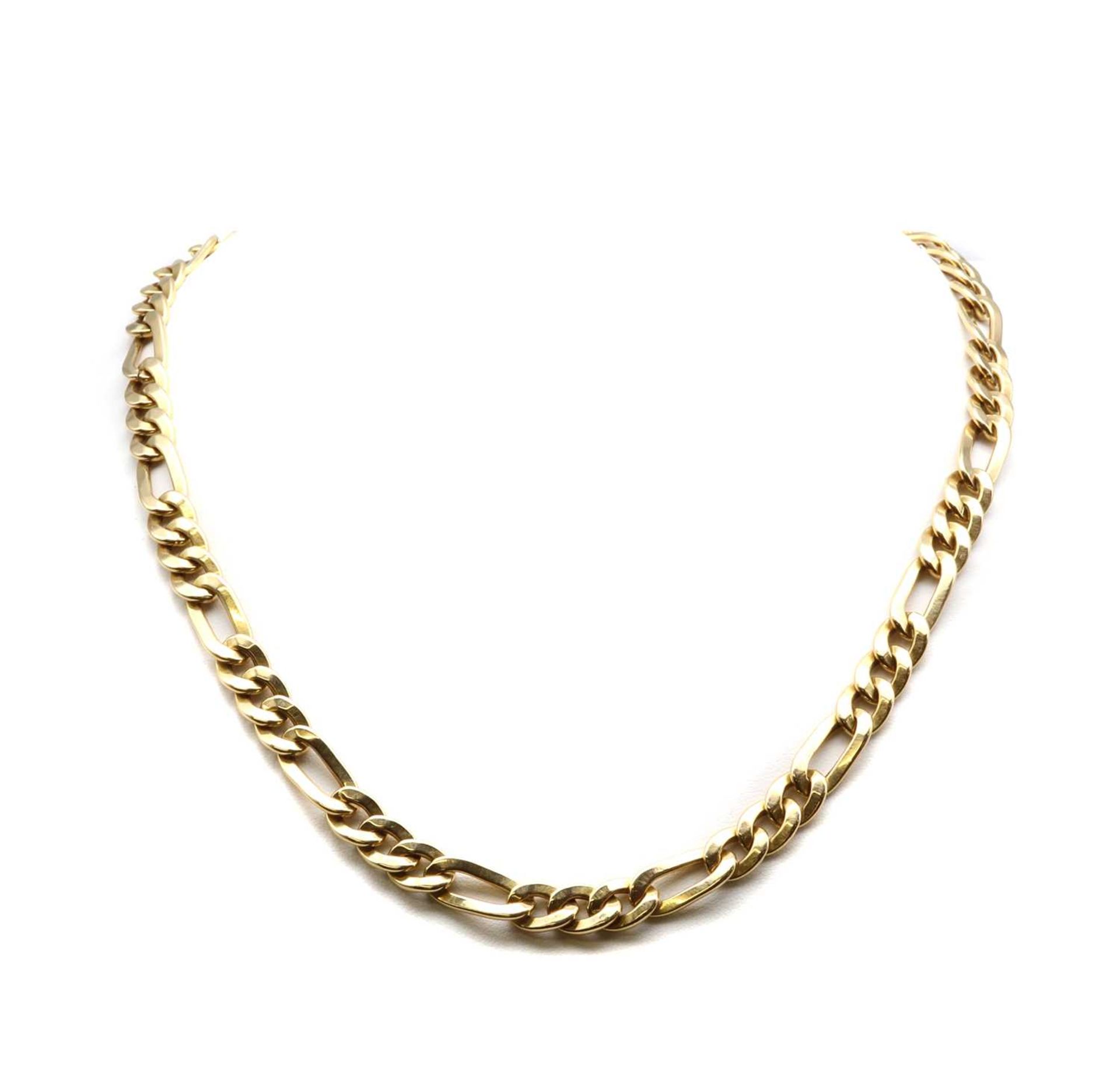 An Italian gold hollow figaro link necklace, by Sadusa,