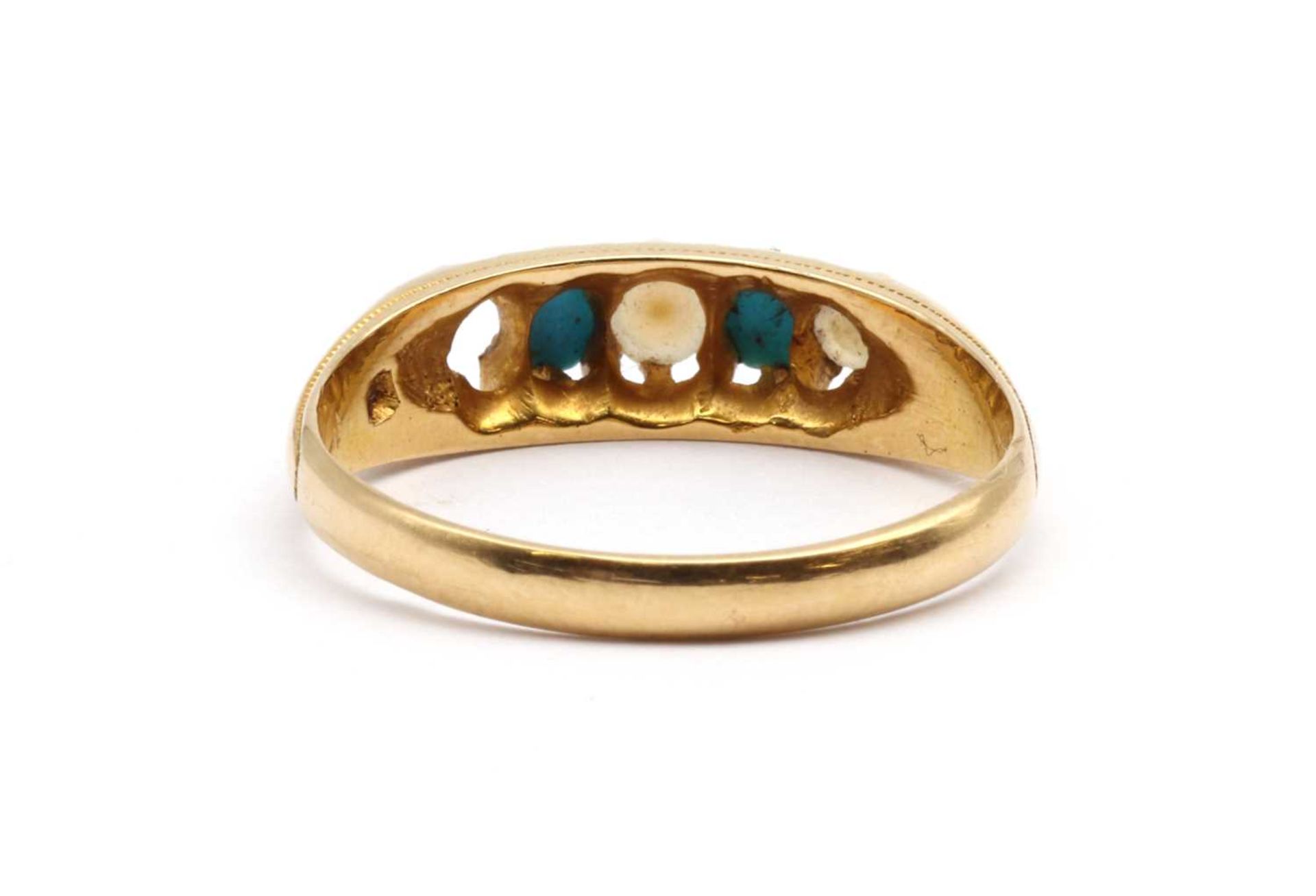 A Victorian 18ct gold split pearl and turquoise ring, - Bild 2 aus 3