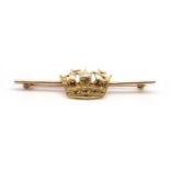 A gold Naval crown sweetheart brooch,