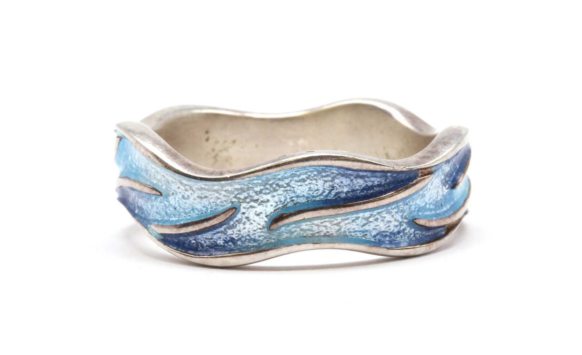 A silver enamel 'Sea Motion' ring, by Sheila Fleet,