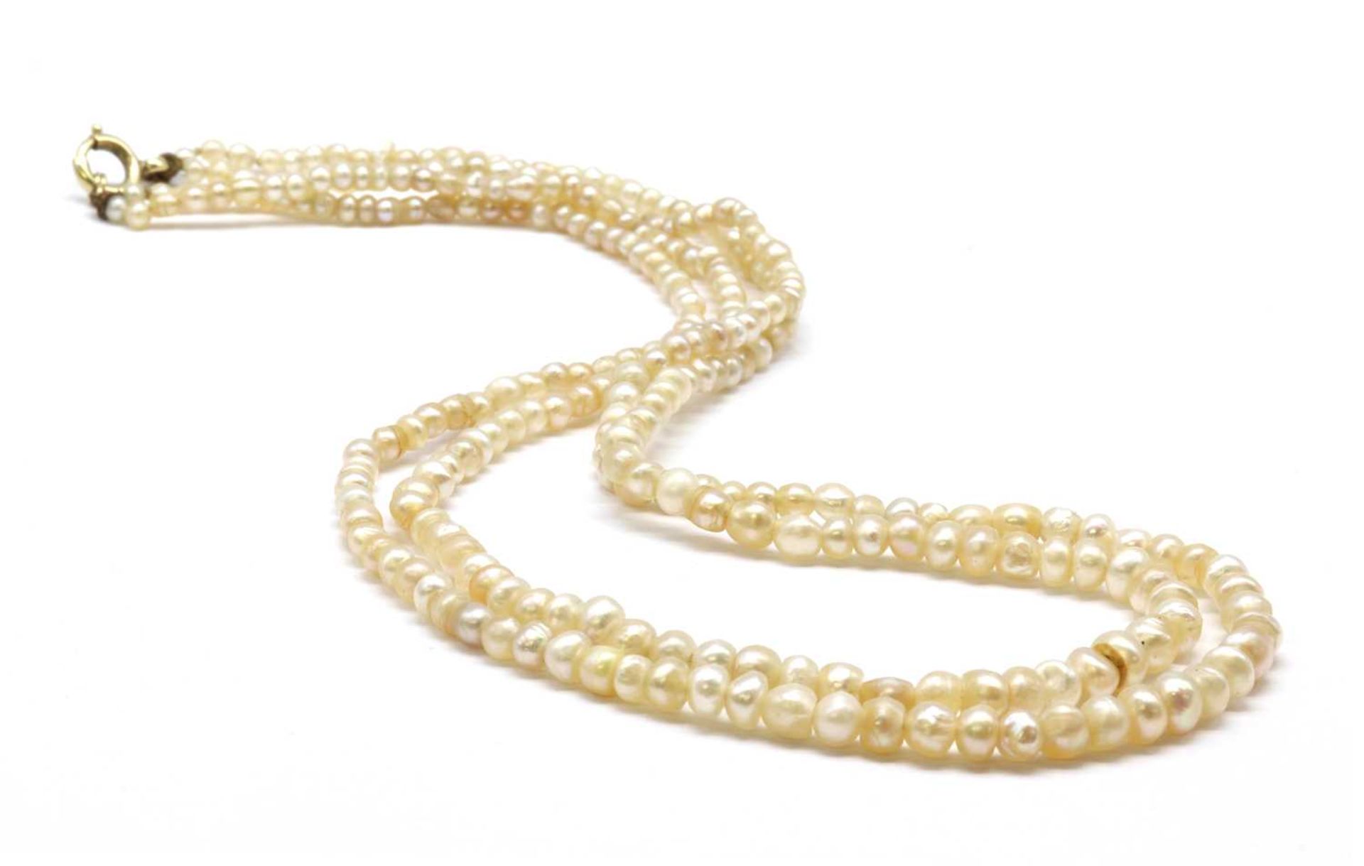 A two row graduated pearl necklace,