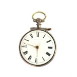 A sterling silver verge fusee open-faced pocket watch,