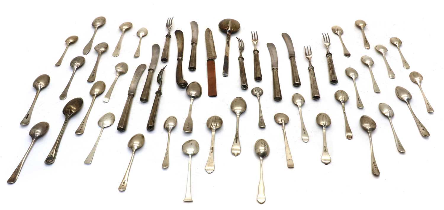 A collection of George III and later silver flatware, - Image 2 of 2