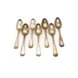 A set of seven Danish silver tablespoons,