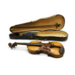 A violin, bow and case,