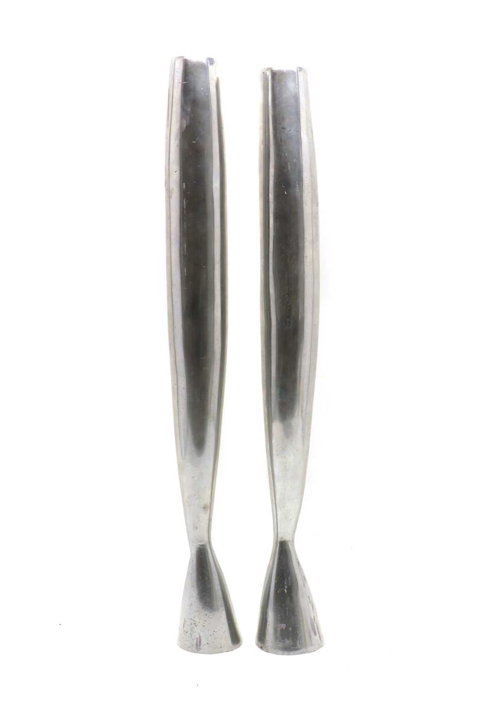 A pair of polished steel candlesticks, - Image 2 of 13