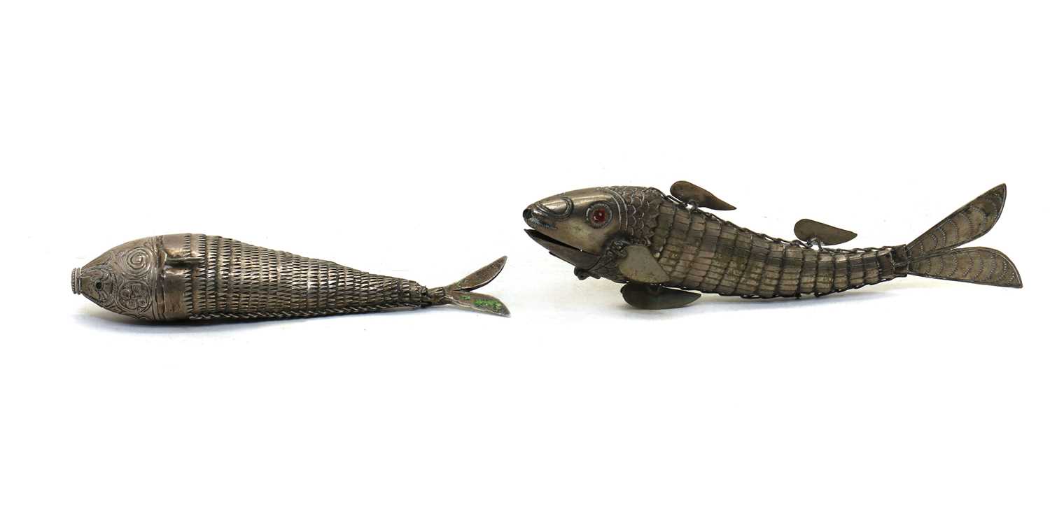 A novelty silver articulated fish