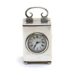 A miniature silver carriage timepiece,