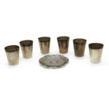 A set of six Chinese silver beakers,
