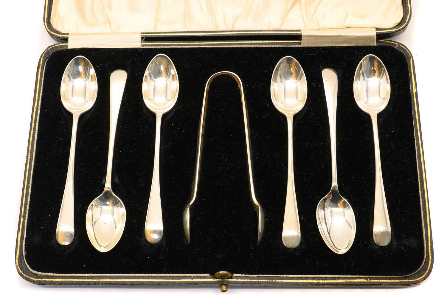 A set of silver teaspoons and sugar tongs, - Image 3 of 5