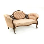 A mid-Victorian walnut framed chair end sofa