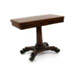 A William IV rosewood pedestal card table,
