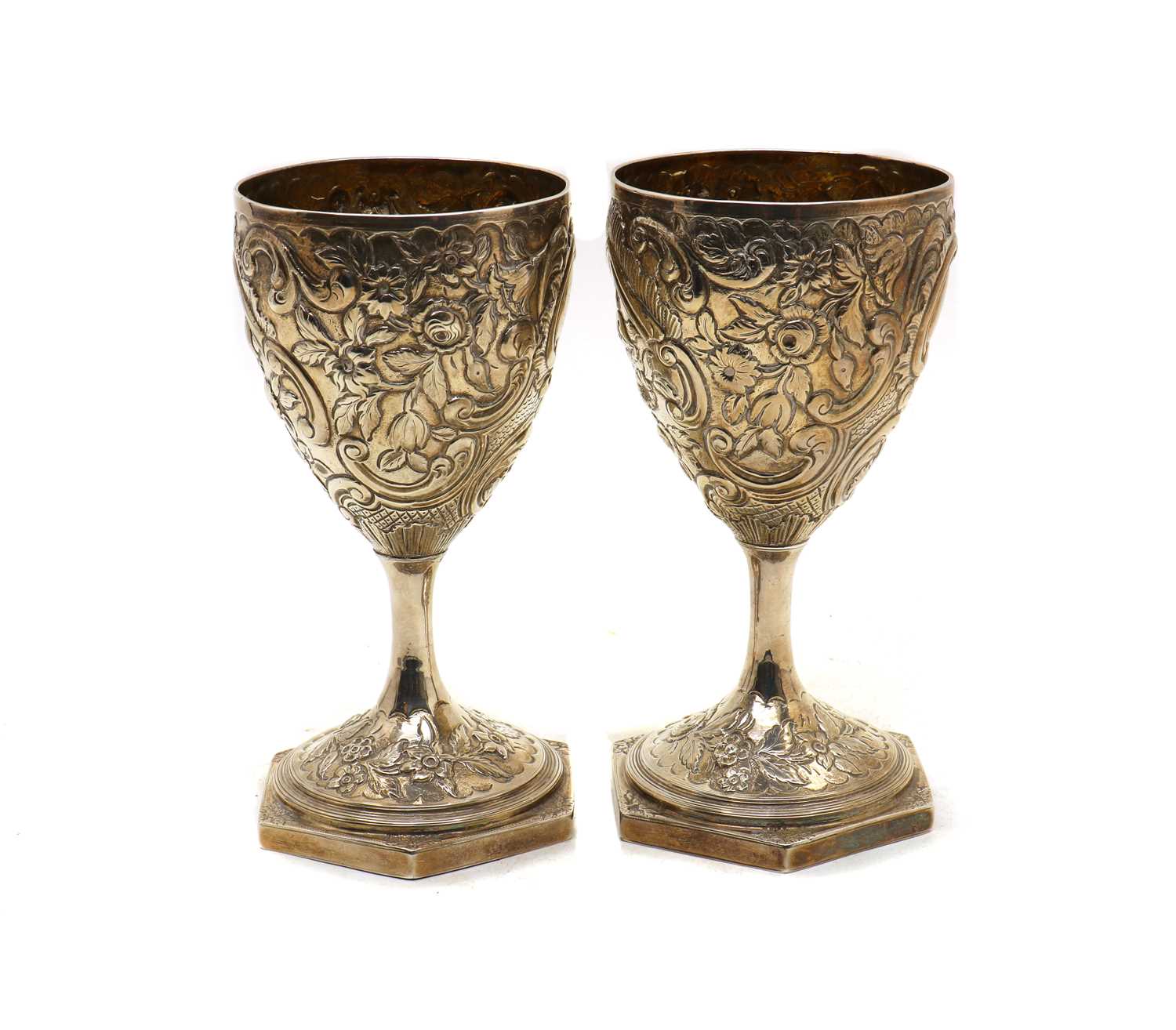 A pair of George III silver goblets - Image 2 of 11