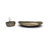 A silver dish,