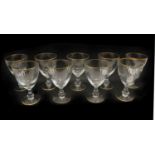 A set of nine large Venetian glass goblets