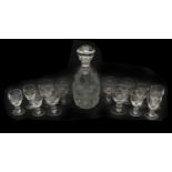 A Bohemian engraved glass decanter,