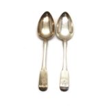 A pair of Scottish provincial silver Fiddle pattern tablespoons,