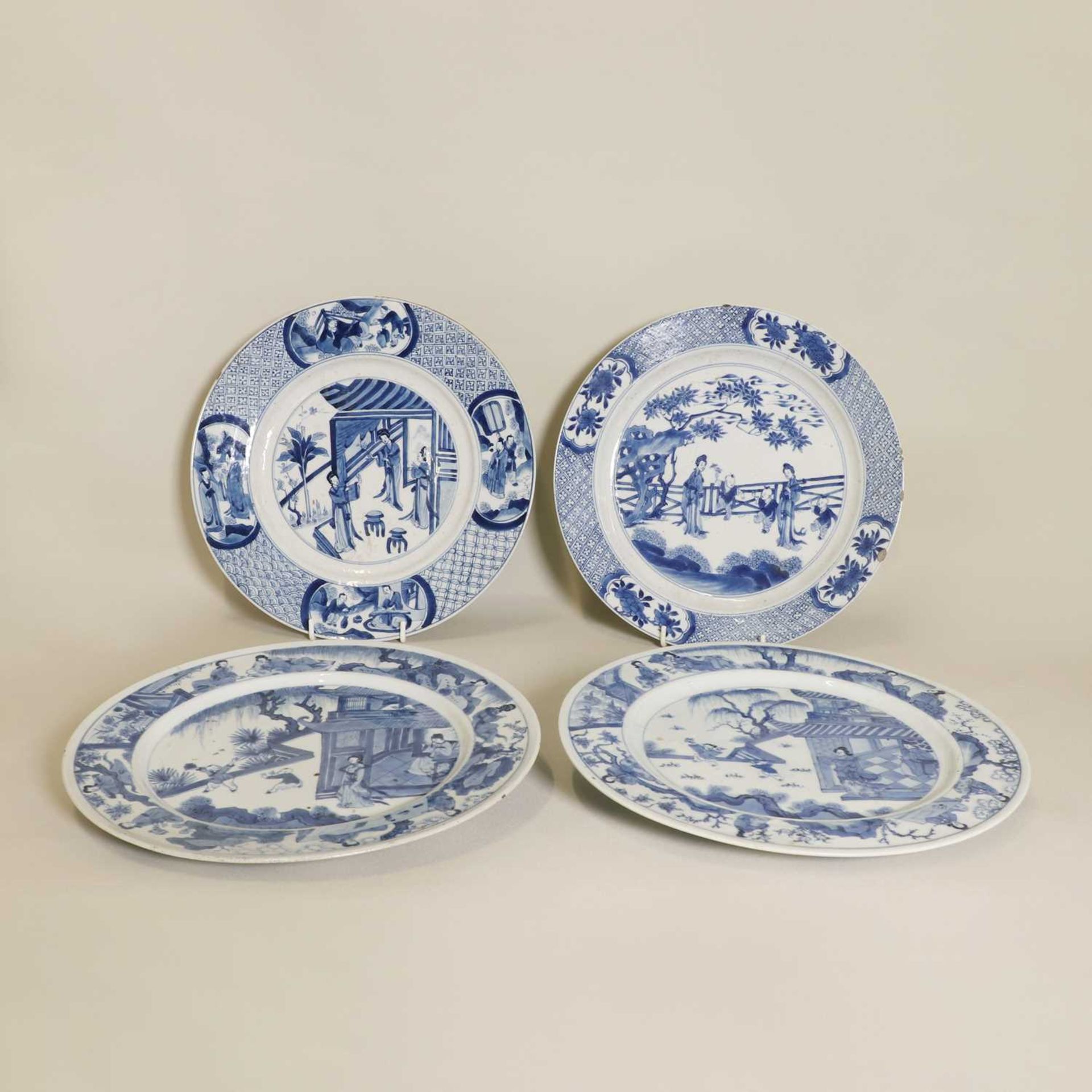 A collection of four Chinese blue and white plates, - Image 2 of 5