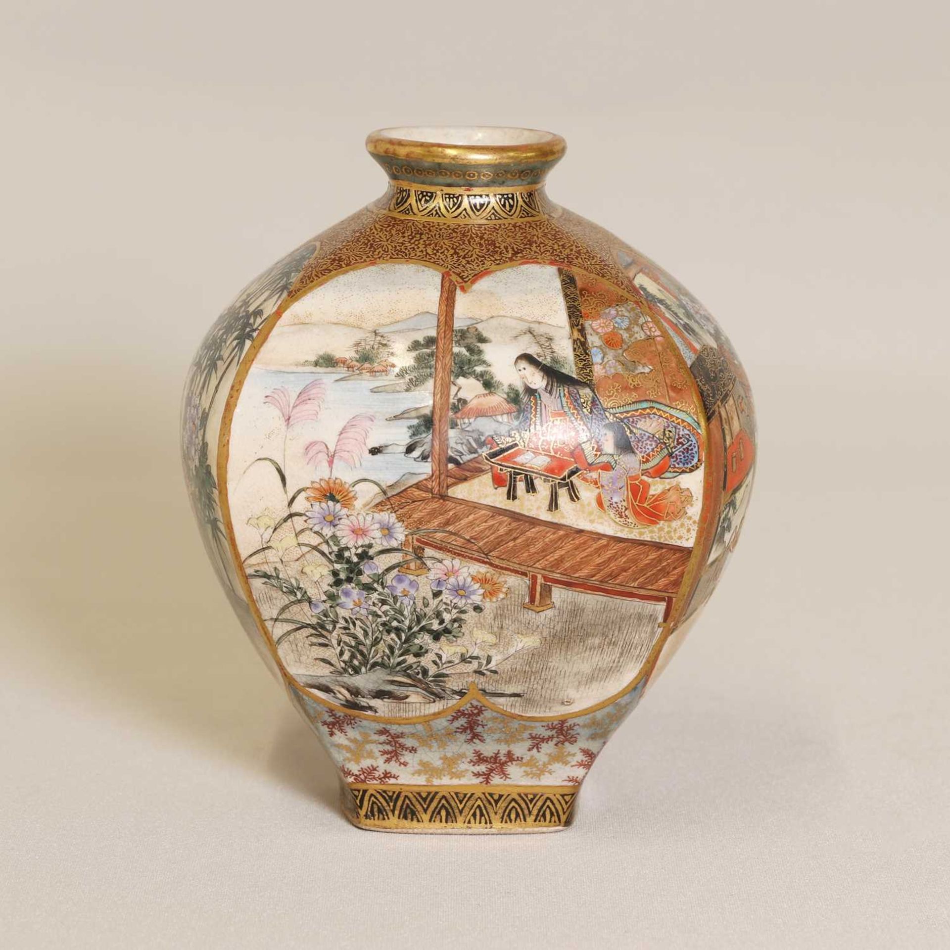 A Japanese Satsuma ware vase, - Image 2 of 5