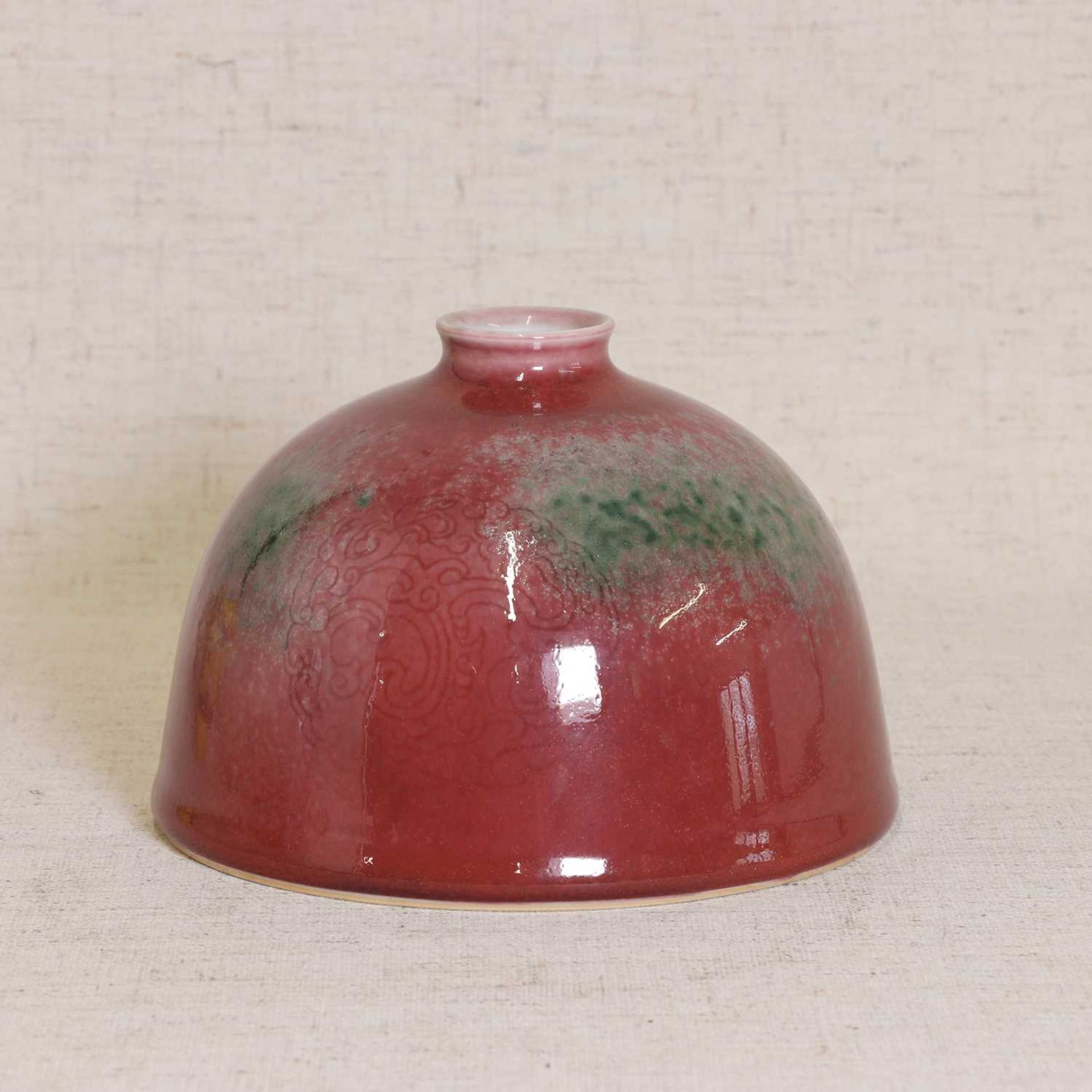 A Chinese peach bloom-glazed beehive waterpot,