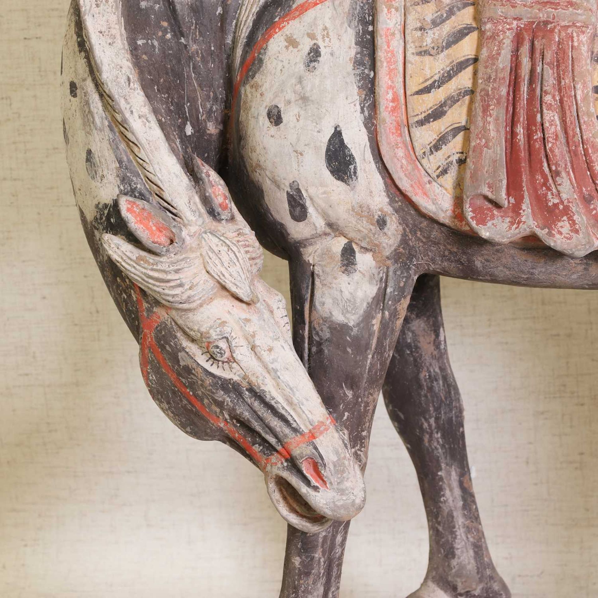A Chinese painted enamel pottery horse, - Image 3 of 5