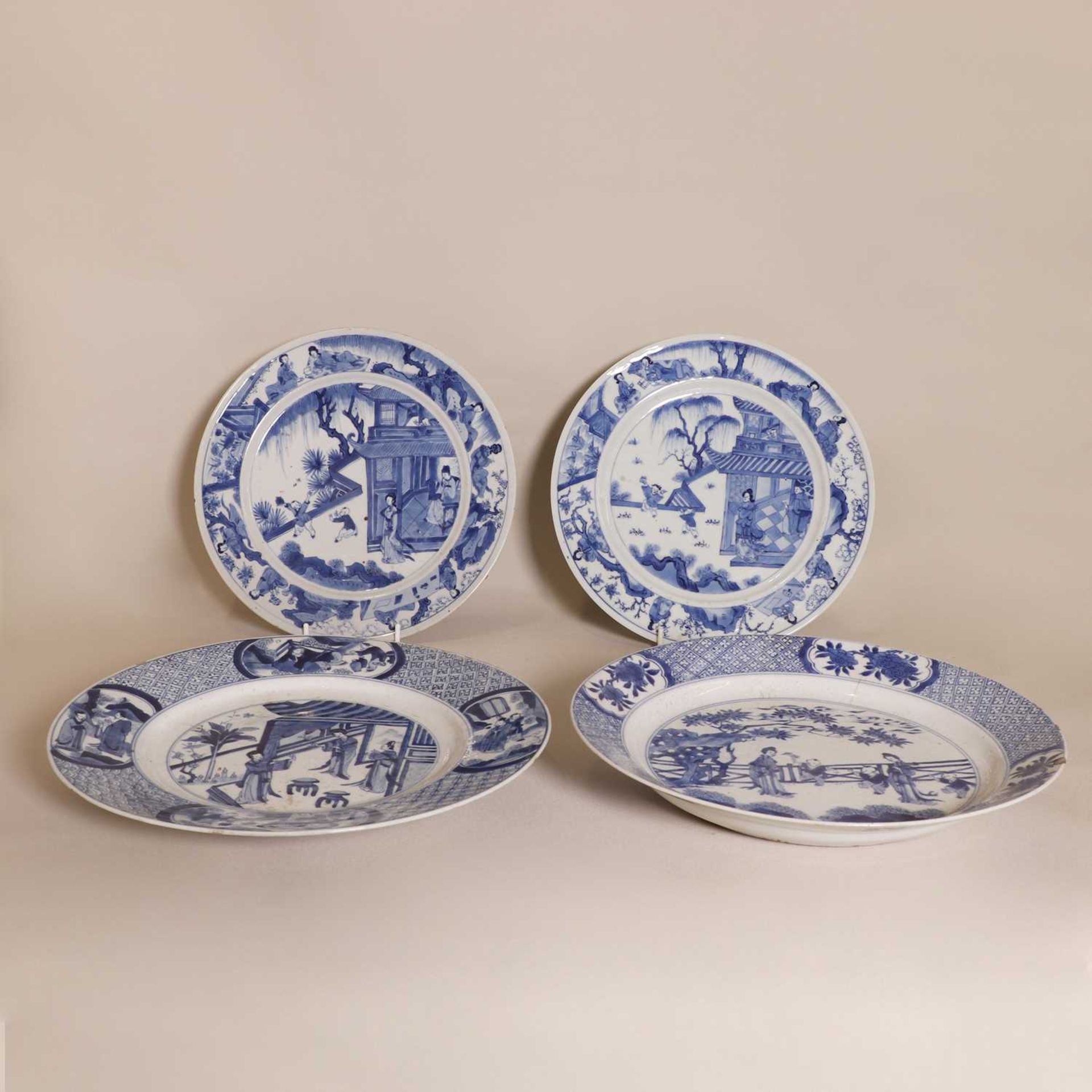 A collection of four Chinese blue and white plates, - Image 3 of 5