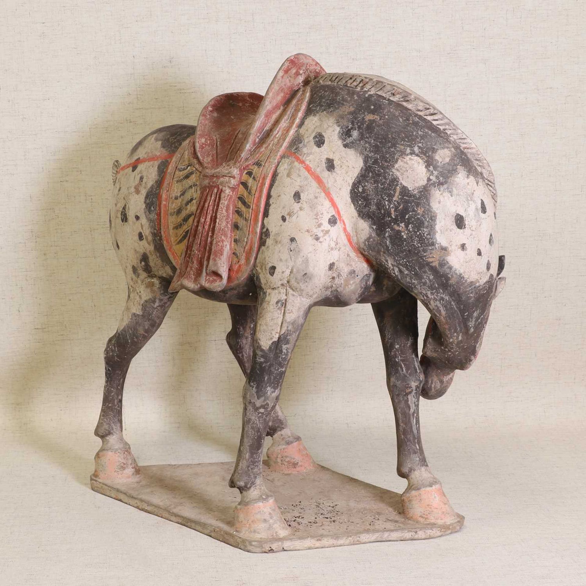 A Chinese painted enamel pottery horse, - Image 2 of 5