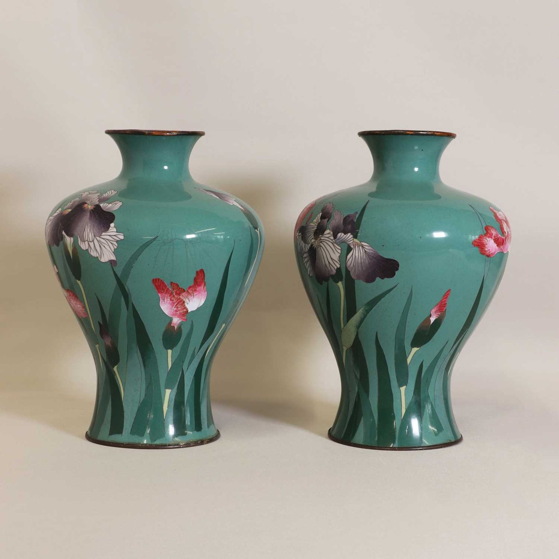 A pair of Japanese cloisonné vases, - Image 3 of 5