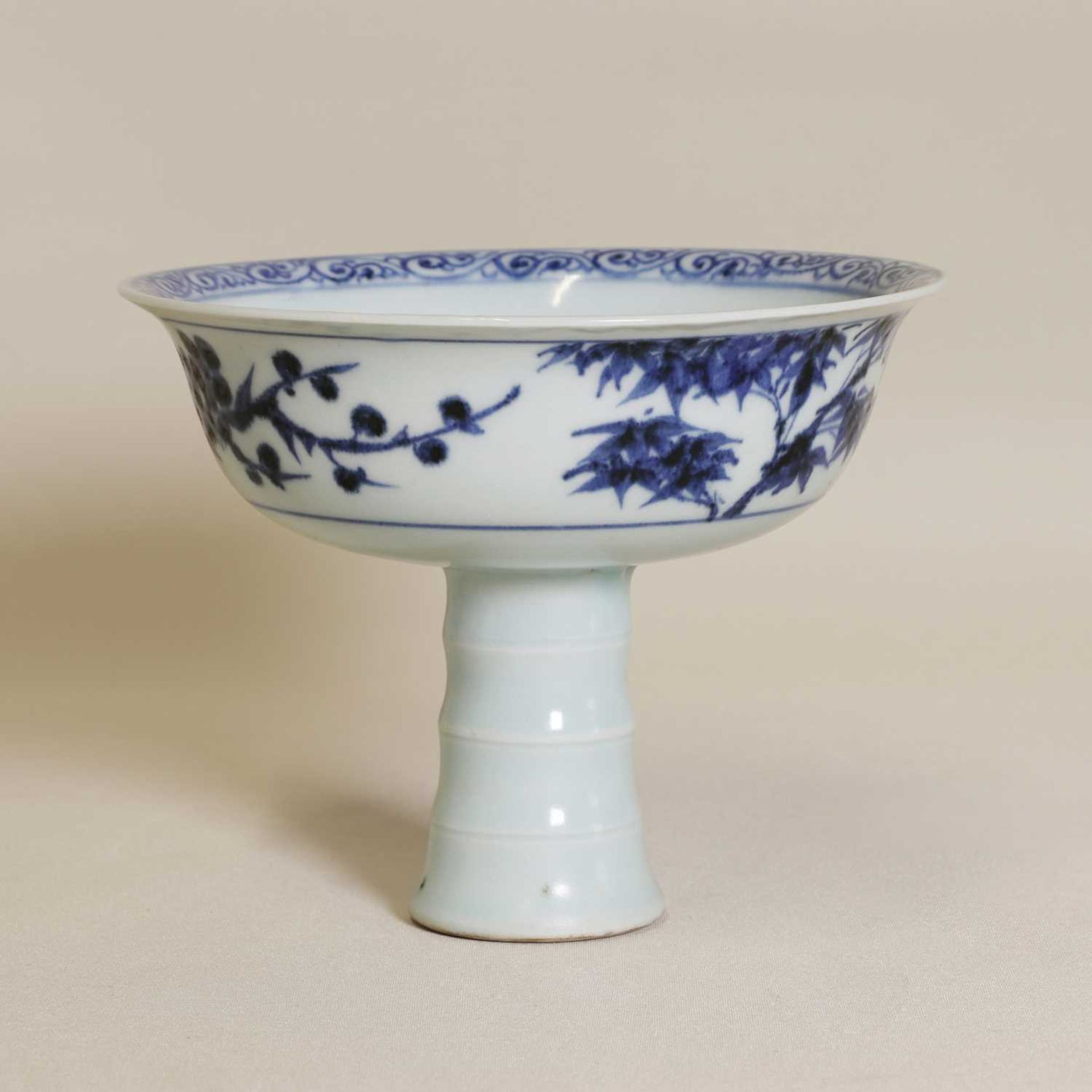 A Chinese blue and white stem cup, - Image 4 of 5