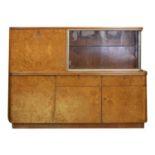 A German burr maple and walnut cocktail cabinet,
