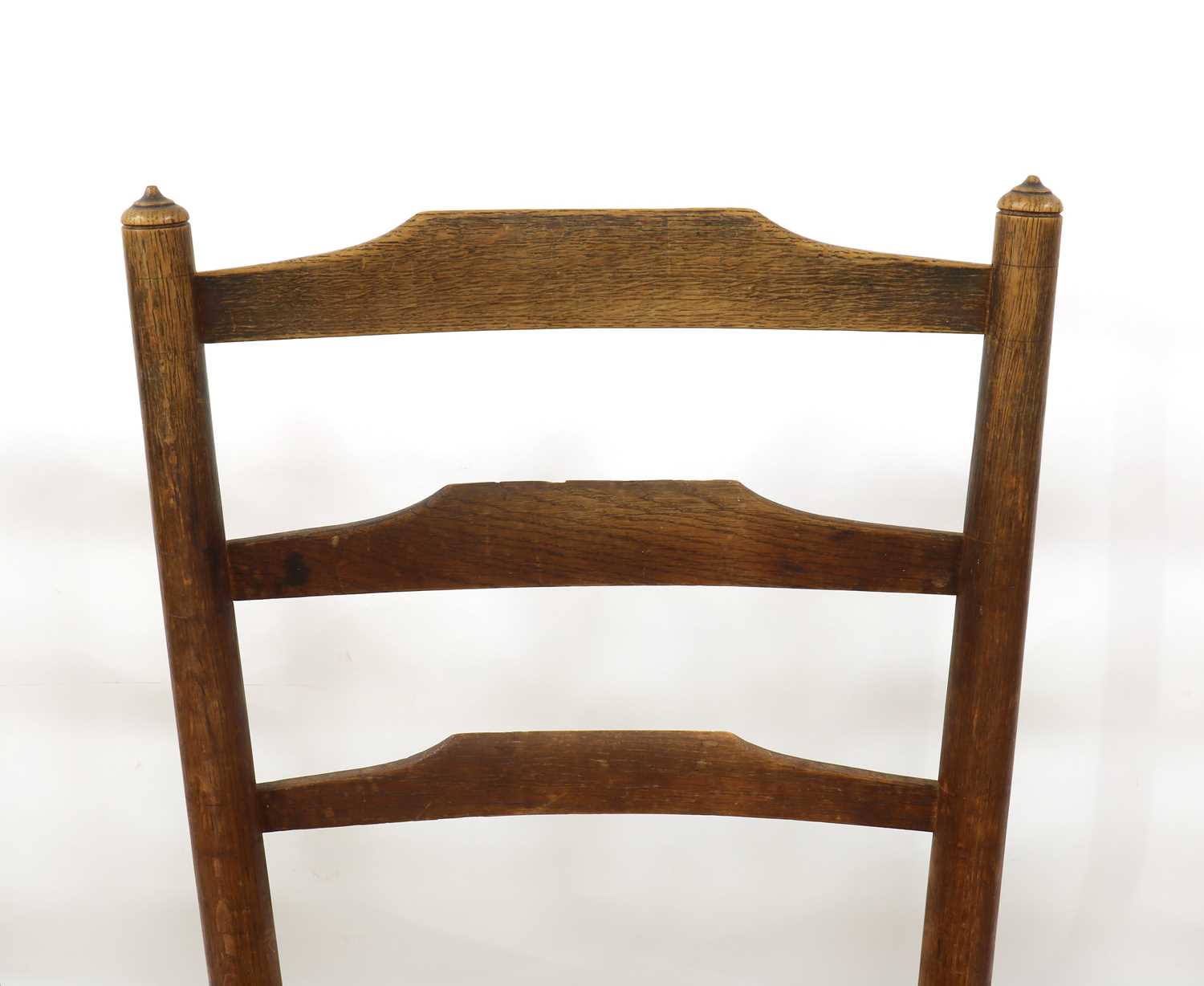 A matched set of eight Arts and Crafts 'Gimson' oak and ash ladder back chairs, - Image 7 of 9