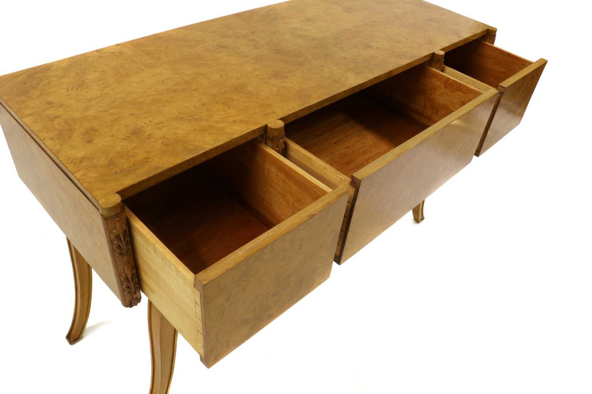 An Art Deco burr maple console table, - Image 3 of 5