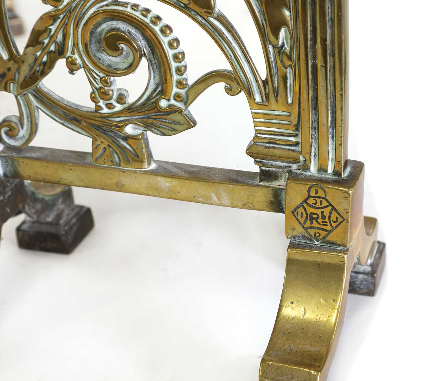 A pair of cast brass andirons, - Image 4 of 4