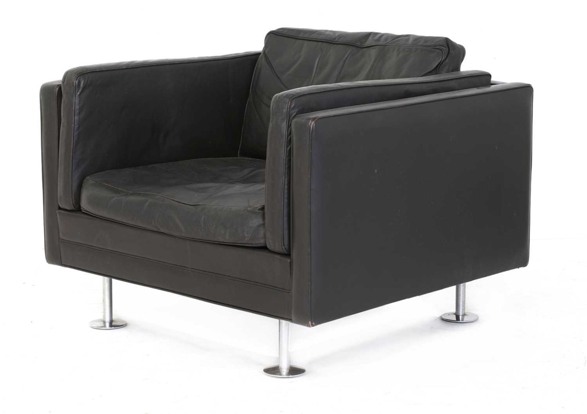 A Danish 'Cubic' leather armchair,
