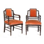 A pair of mahogany library chairs,