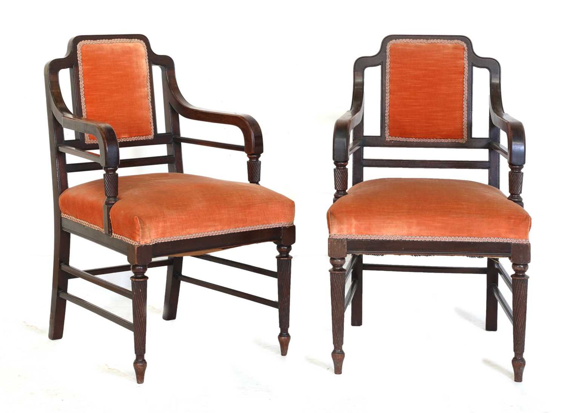 A pair of mahogany library chairs,