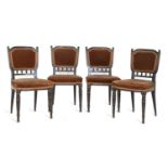 A set of four Aesthetic ebonised chairs,