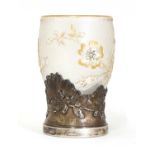 A Daum glass and silver-mounted rose vase,